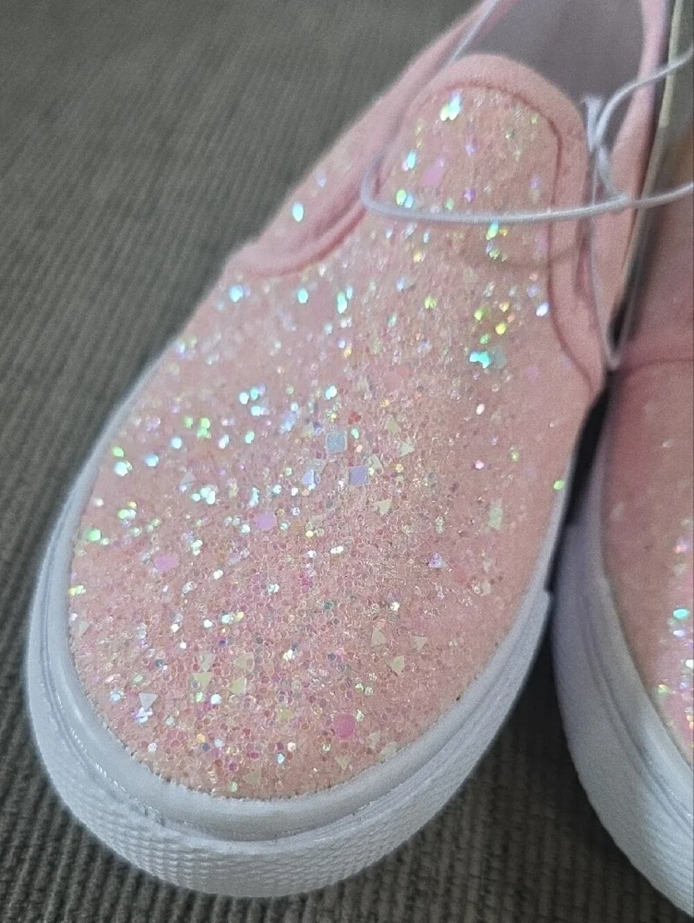 Cat & Jack Girls Pink Glitter Slip-On Madagan Shoes, NWT, Size 12.